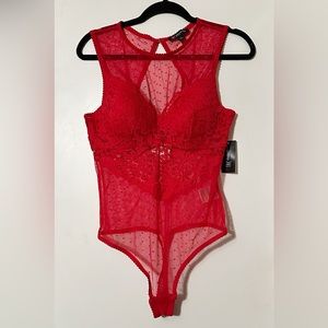 Sheer Swiss Dot Thong Bodysuit